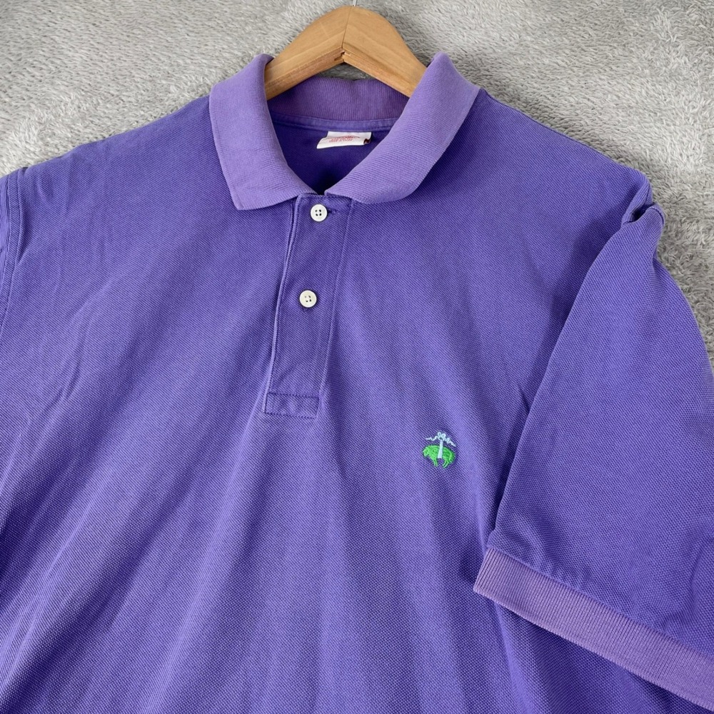 Brooks Brothers Polo Mens Large Purple Original Fit Performance Pique Cotton